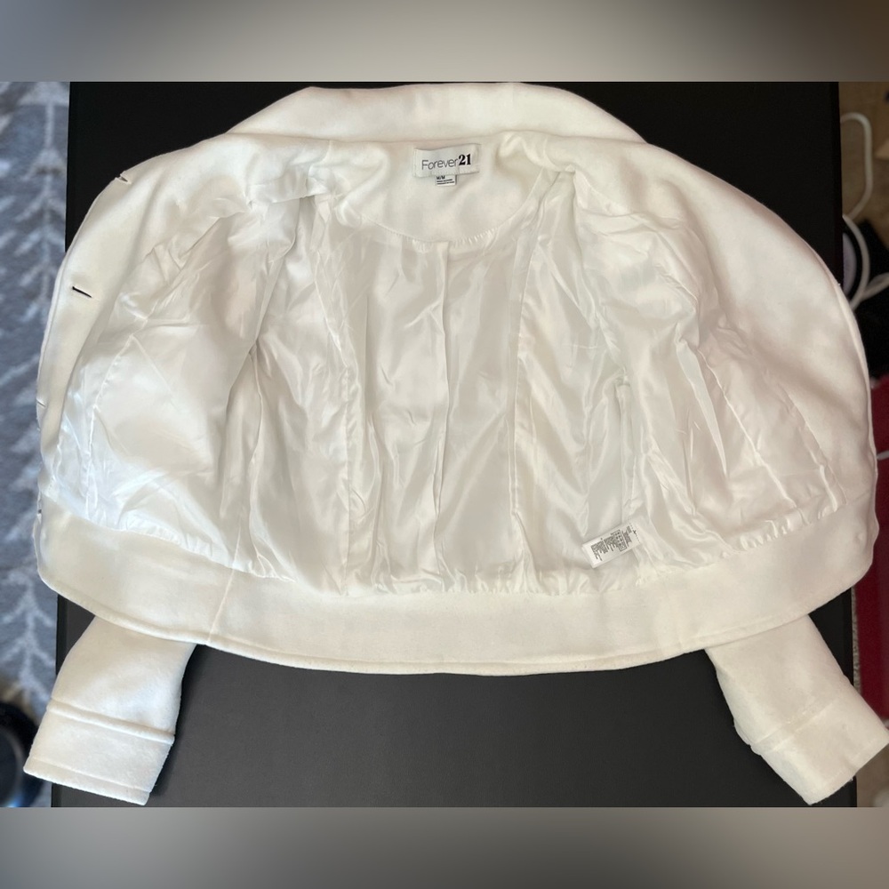 Forever 21 White Pea Coat Tailored Fit - Picture 3 of 5